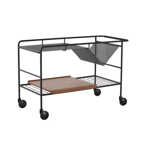 Alima Trolley NDS1, Metal Matt Black, Tray Lacquered Walnut