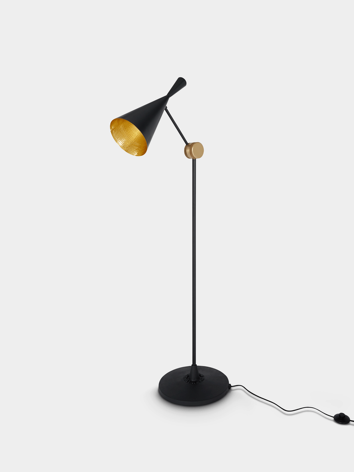 Beat Floor Lamp, Matt Black & Brass