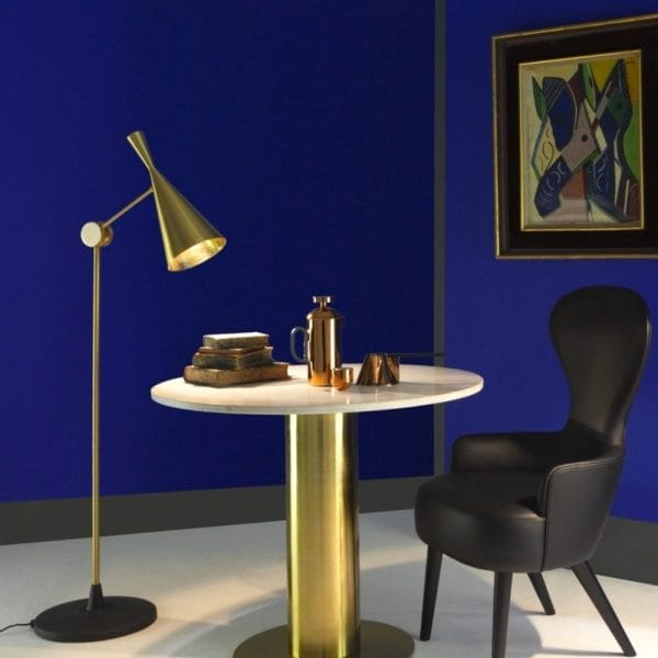 Beat Floor Lamp, Matt Black & Brass - Image 2