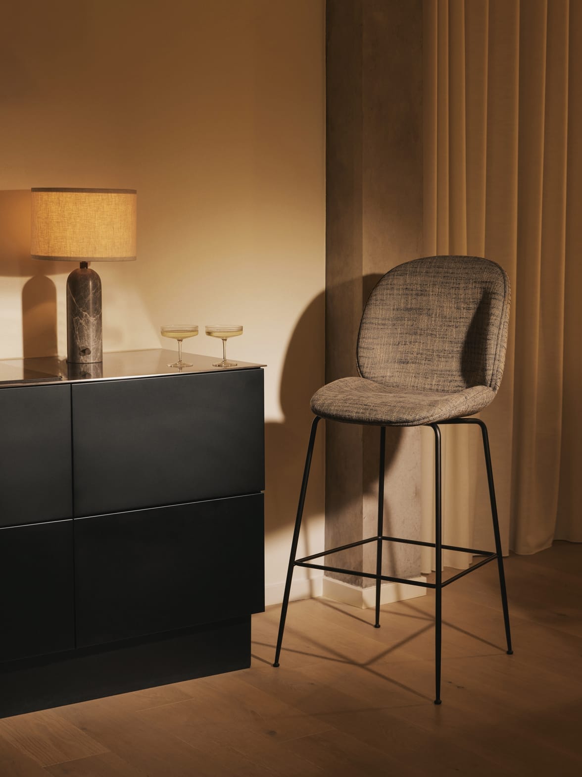 Gravity Table Lamp Large, Grey Marble, Canvas - Image 2