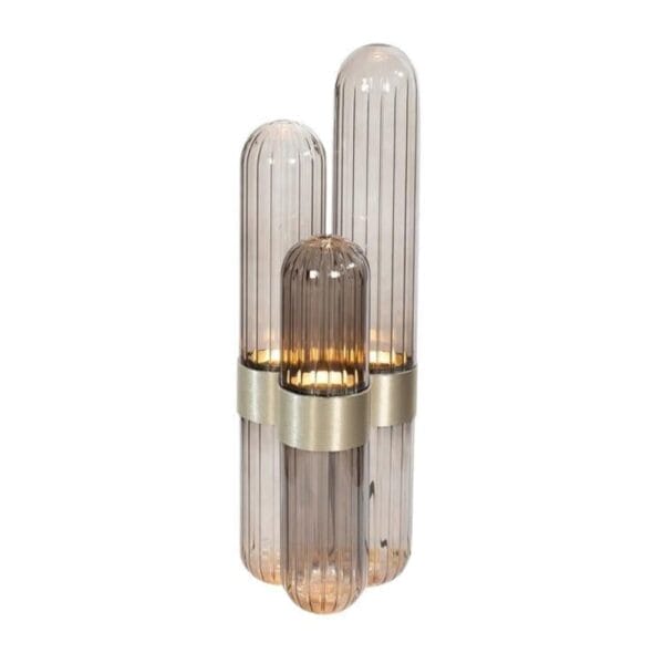 Cactus Small Light, Smokey Glass, Brass