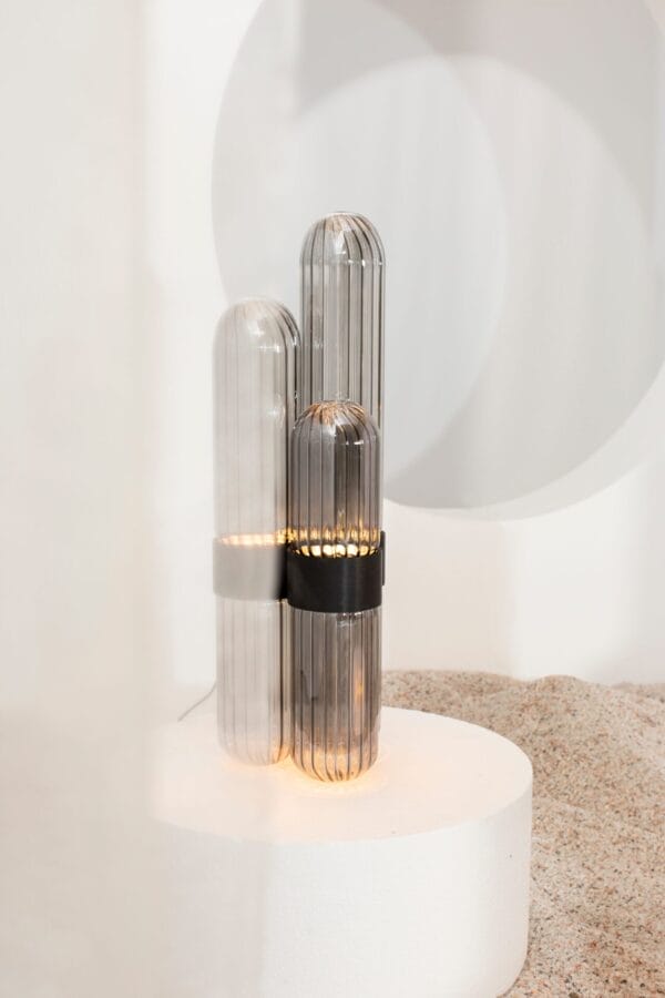 Cactus Small Light, Smokey Glass, Brass