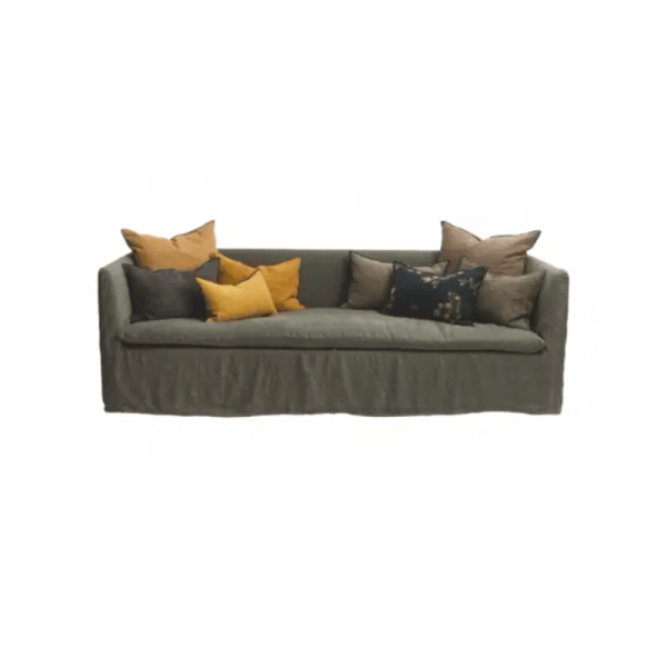 Canapé Boho Combo Sofa, Toile Nomade Kaki (With 3 Cushions - 65 x 65 cm), 264 x 97 x 80 cm