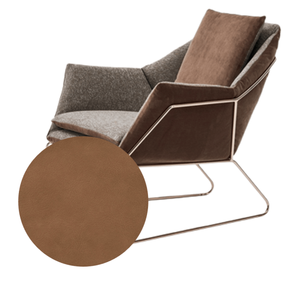 New York Armchair, Black Nickel, Leather/Pelle Ocean Col.14