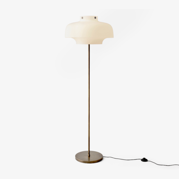 Copenhagen Floor SC14, Shade Satinized Opal Glass, Base Bronzed Brass