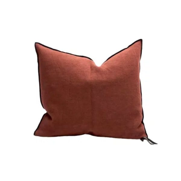Crépon de Lin Lavé Cushion, Argile, 50 x 50 cm