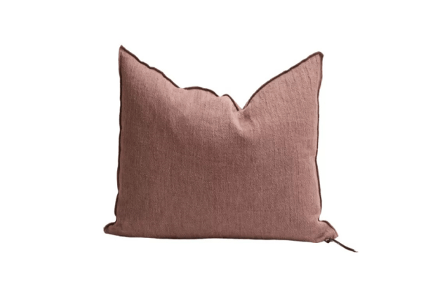Crépon de Lin Lavé Cushion, Bois de Rose, 65 x 65 cm