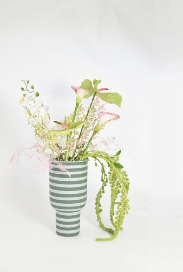 Varia Sculptural Vase, Dusty Green/Forest, Ø15 cm - Image 3