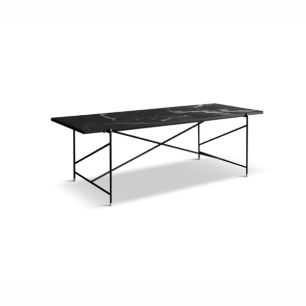 Dining Table 230, Top: Set of Black Marble, Frame: Black/Brass, Base: Black/Brass