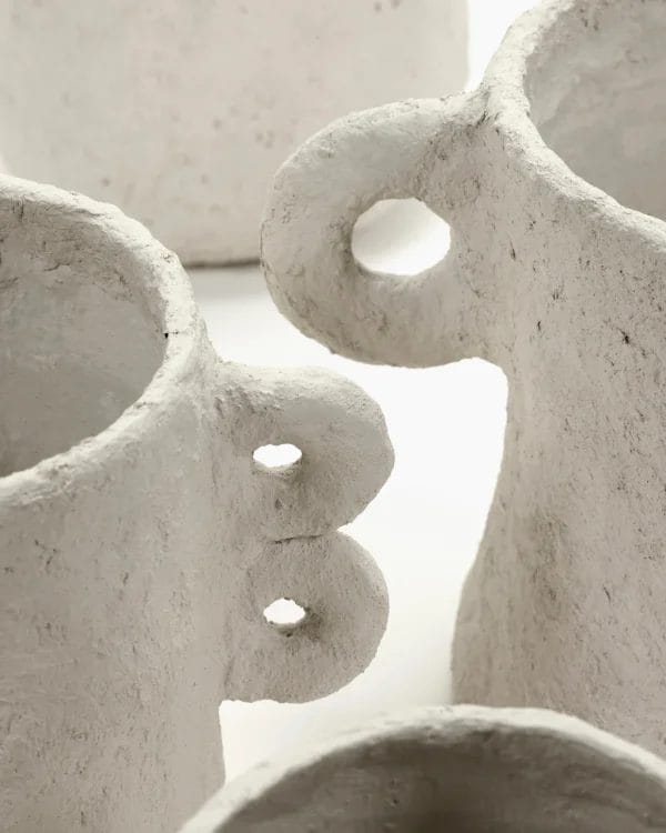 Pot M Earth, Beige, Paper Mache - Image 2