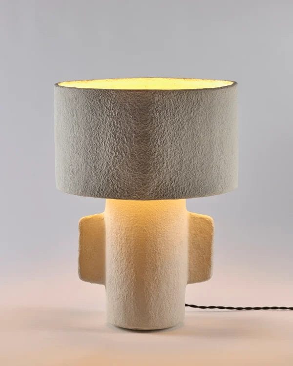Table Lamp Earth, White, Paper Mache - Image 2