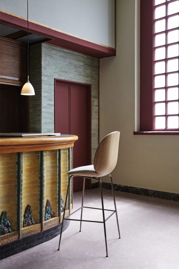 Beetle Bar Chair, Black Soft Leather-Fully Upholstered, Brass - Image 5