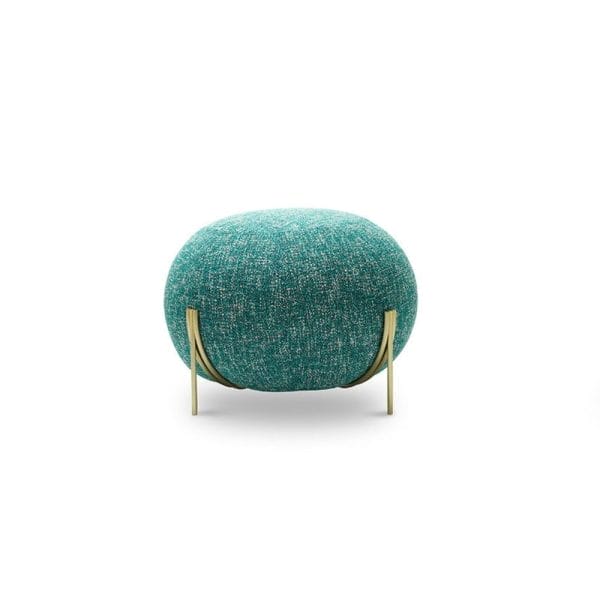 Geo Pouf Medium, Teddy Col. 01/02, Cat. Elite, 75 x 75 x H38 cm & Geo Pouf Base, Medium, Grey RAL 7021, 79 x 79 x H24 cm