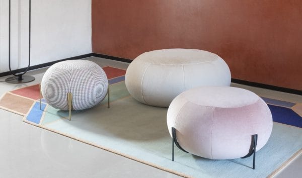 Geo Pouf Small, Drawin Col. 07, Cat. Extra, 60 x 60 x H38 cm & Geo Pouf Base, Small, Grey RAL 7021, 64 x 64 x H24 cm - Image 2