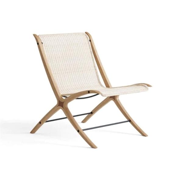 X Lounge Chair HM10, Natural Rattan Seat With Lacquered Oak w. Walnut Inserts