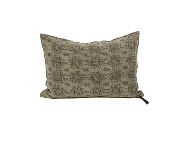 Jacquard Stone Washed Cushion, Kilim Kaki, 40 x 60 cm