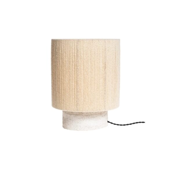 Kalè Lamp, Jute Natural, Sandstone Argile Blanche, M (Base 20x9),(LampShade 30x30)