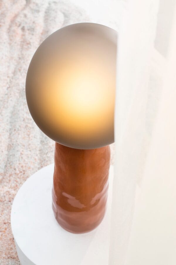 Kokeshi Small Light, Terracotta, Grey Glass Ø30cm