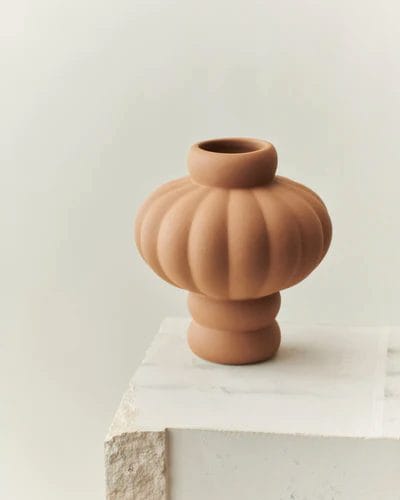 Balloon Vase #02, Ceramic, Sanded Ocher, Ø6.5 x 17.5 x H20 cm - Image 2