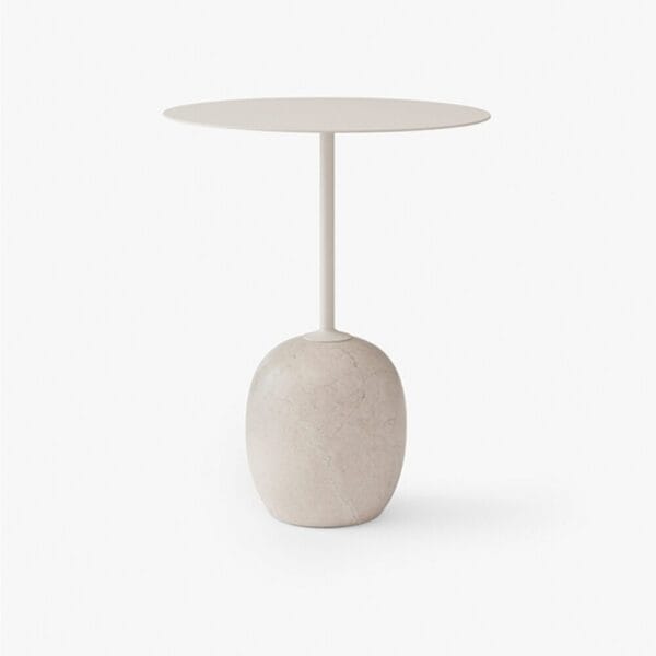 Lato Table LN8, Top Ivory White, Base Crema Diva Marble, Round