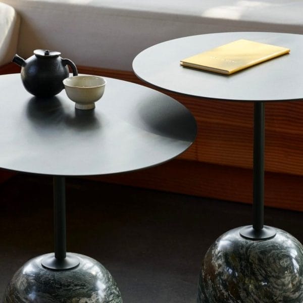 Lato Table LN8, Top Deep Green, Base Verde Alpi Marble, Round - Image 2