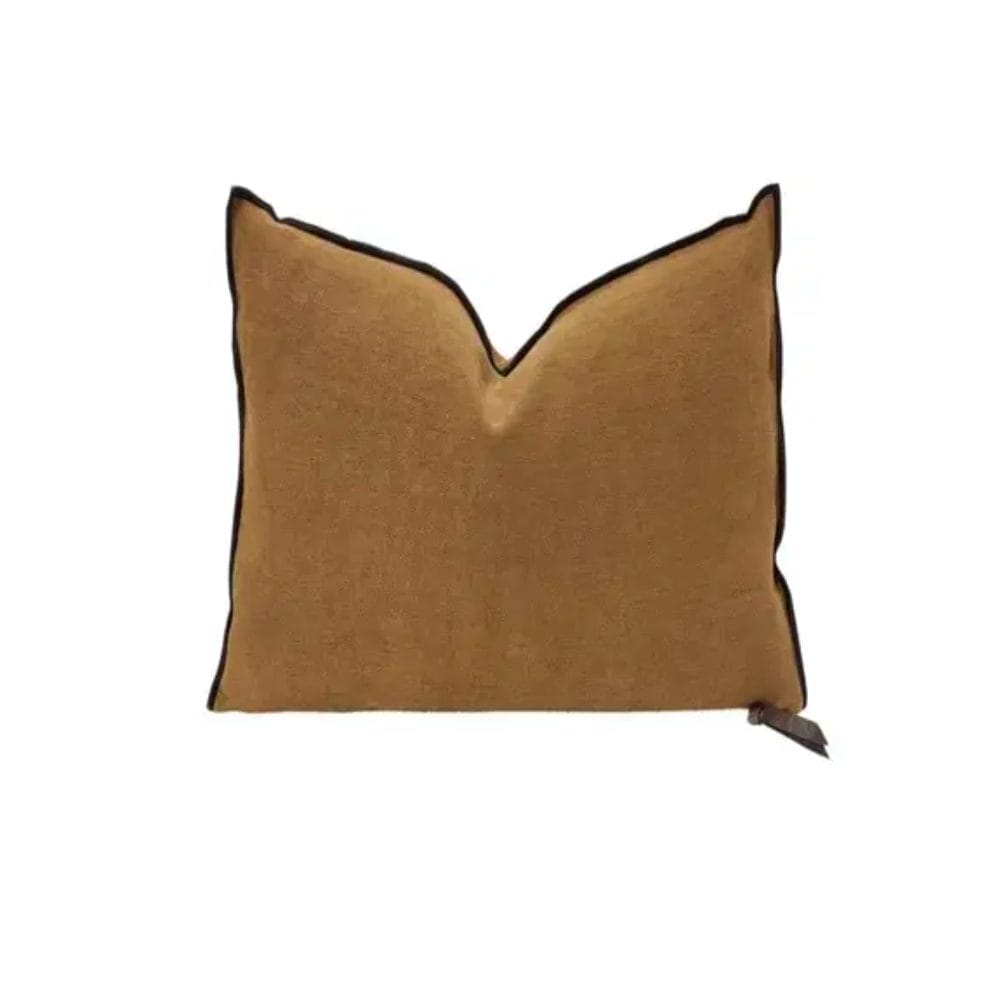 Lin Stone Washed (Black Line) Cushion, Havane, 50 x 50 cm