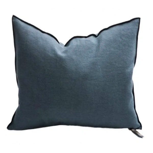 Lin Stone Washed (Black Line) Cushion, Cancard, 65 x 65 cm