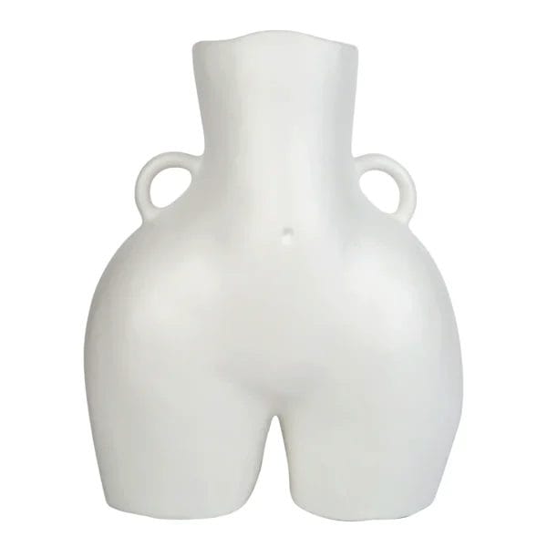 Love Handles Vase, Earthenware, Matte White - Image 2