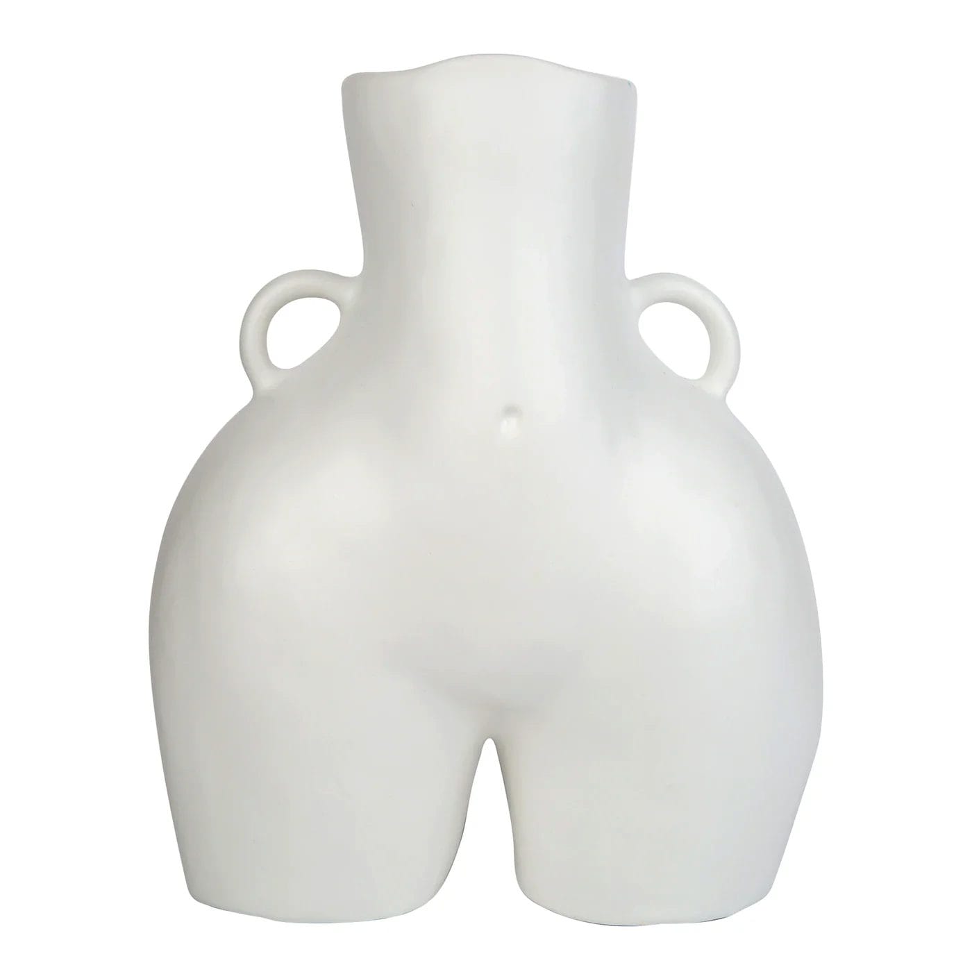 Love Handles Vase, Earthenware, Matte White