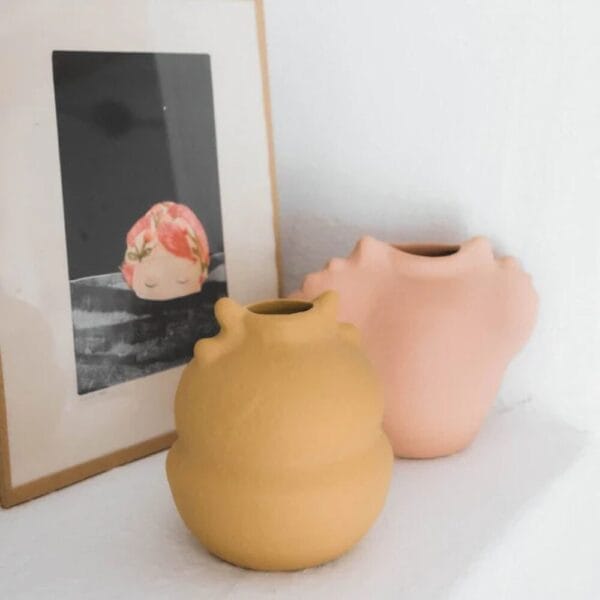 Lucrece Vase, Ocre, Ø13 cm - Image 2