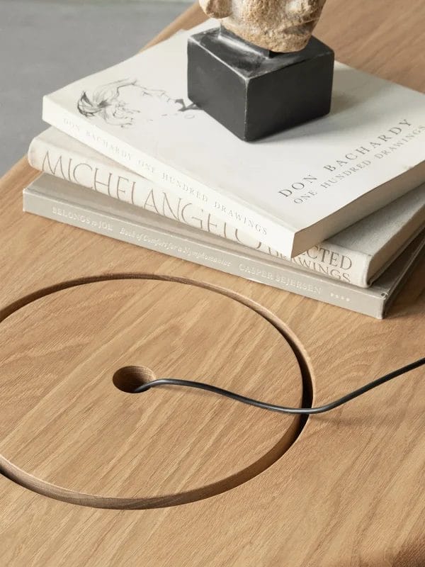 The Eclipse Desk Dark Oiled, Polished Oak with Black round steel columne - Image 2