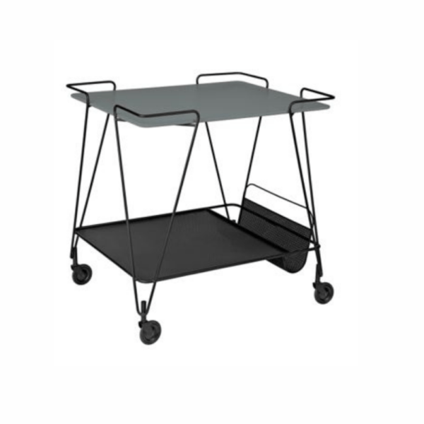 Matégot Rectangular Trolley, Top Rainy Grey