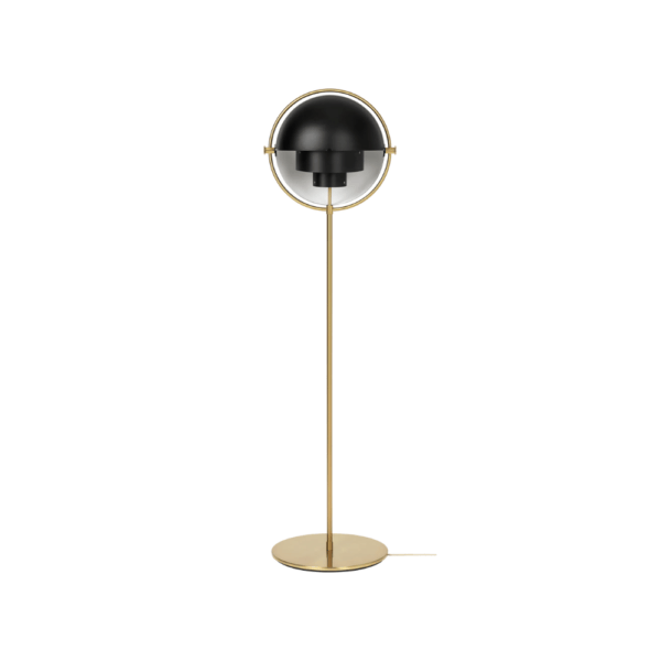 Multi-Lite Floor Lamp, Soft Black Semi Matt, Base Brass