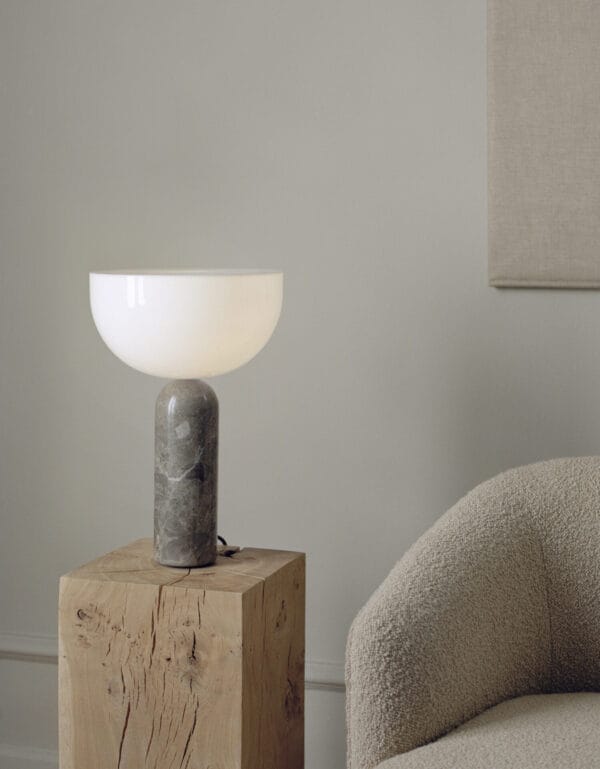 Kizu Table Lamp, Large, Grey Marble, Ø30 cm