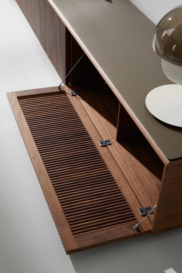 Stockholm Sideboard With 4 Horizontal Doors , Siena Grey Stained Oak, Top: Bronze Anodized Aluminium - Image 3