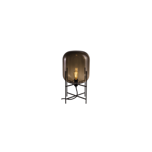 Oda Small Light, Smokey Glass, Black Finish