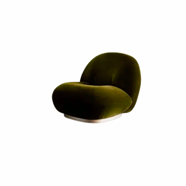 Pacha Lounge Chair, Fully Upholstered, Group. B, Mumble, Glamour Group , Base Finish Pearl Gold