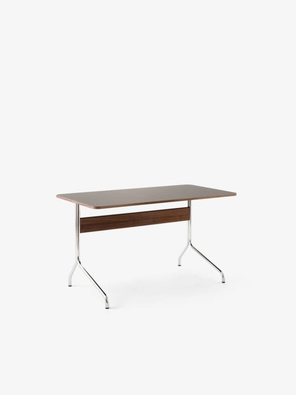 AV16 Pavilion Desk, Iron Linoleum (4178) w. lacquered walnut & chrome base