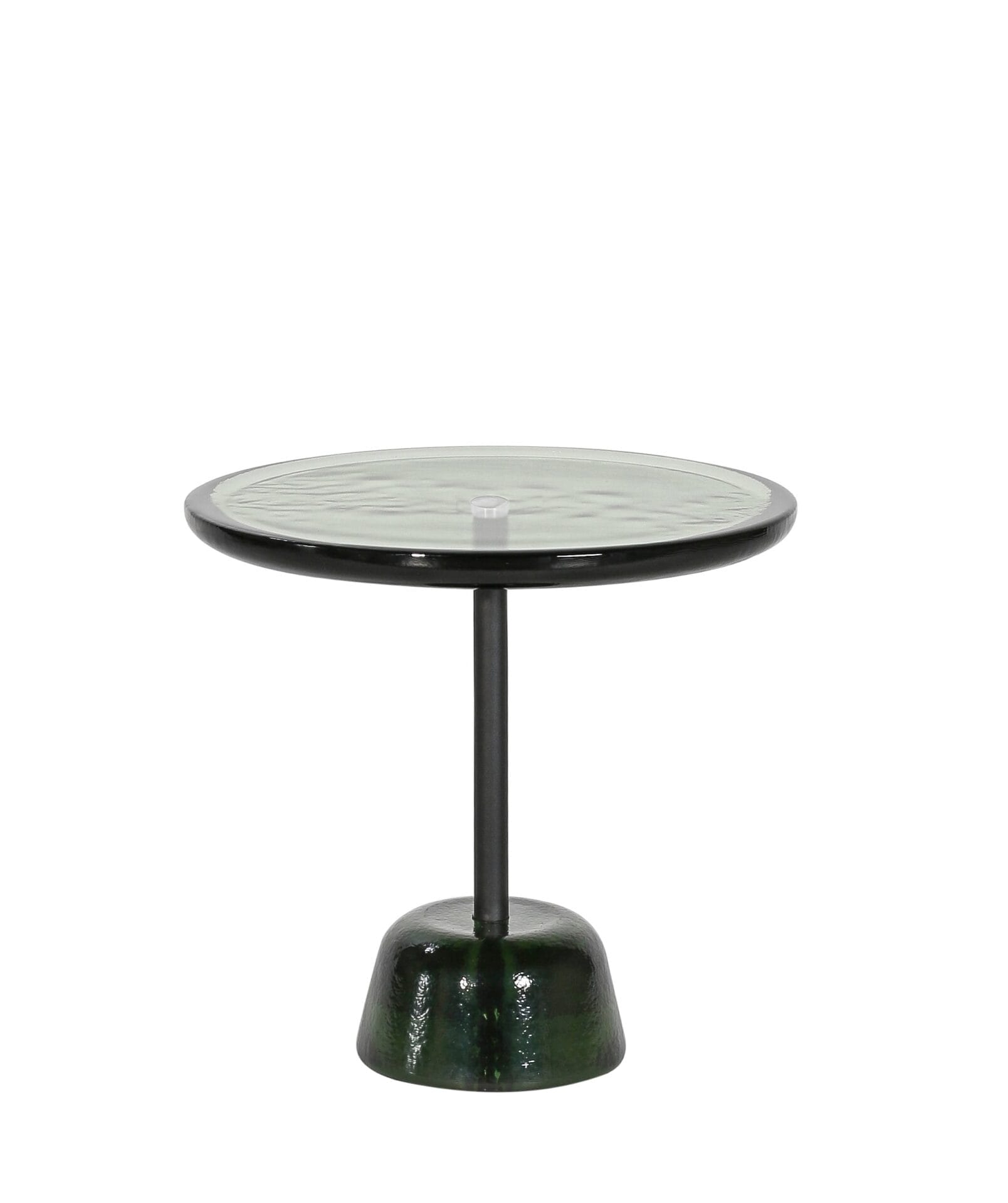Pina Low Table, Green Glass, Black Rod Ø44 cm