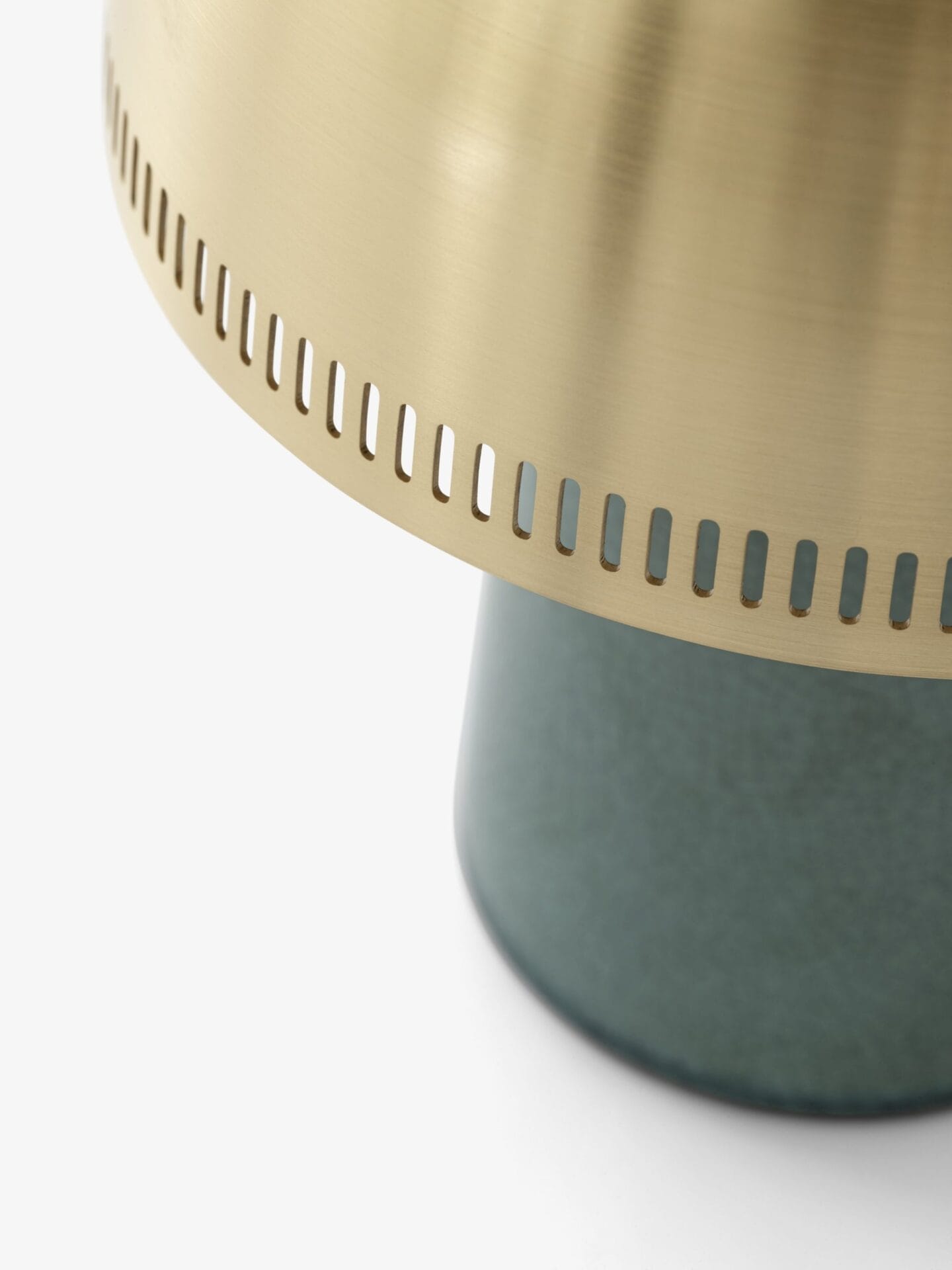 Raku Portable Lamp SH8, Blue Green & Brass