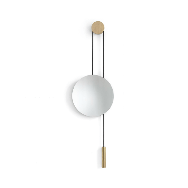 Rise and Shine Wall Mirror, Natural Oak w. Brass Weight