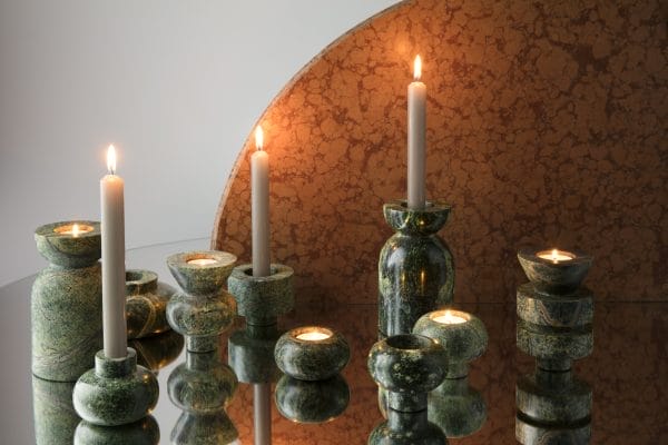 Rock Candle Holder Large, Marble Stone - Image 3