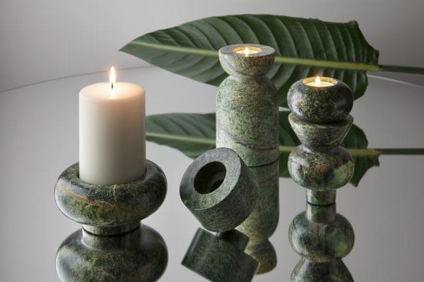Rock Candle Holder Large, Marble Stone - Image 4