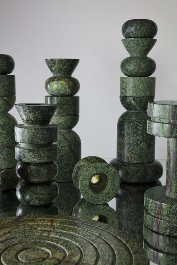 Rock Candle Holder Large, Marble Stone - Image 2
