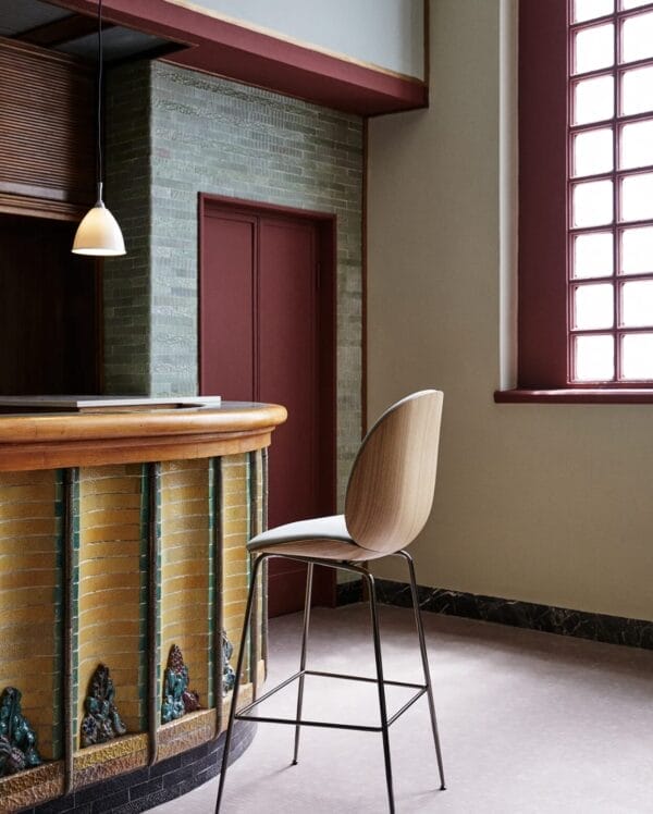 Beetle Bar Chair, Black Soft Leather-Fully Upholstered, Brass - Image 3
