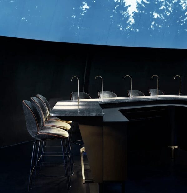 Beetle Bar Chair, Black Soft Leather-Fully Upholstered, Brass - Image 2