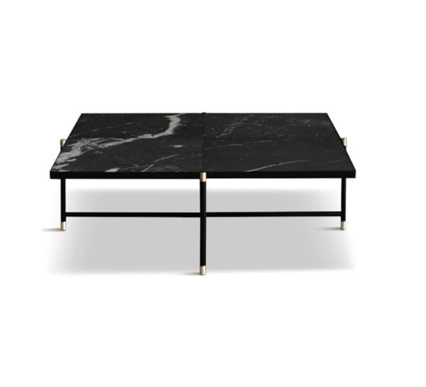Coffee Table 90, Top: Set of Black Marble, Frame: Black/Brass, Square 45.7 cm - Image 4