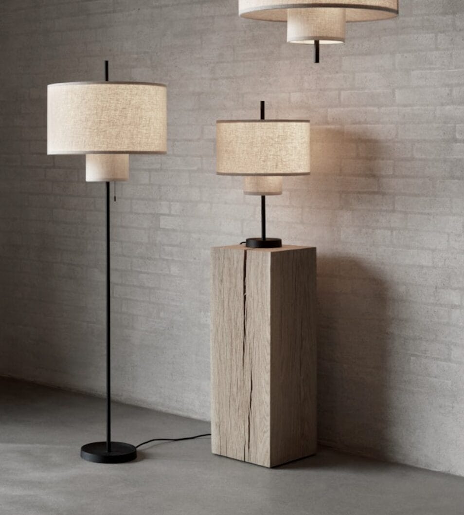 Margin Floor Lamp, Shade Beige, Base Black