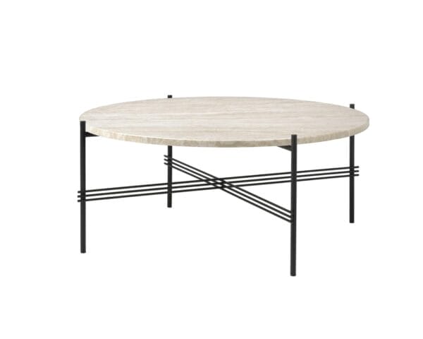 TS Coffee Table, Top Neutral White Travertine, Ø80 cm - Image 2