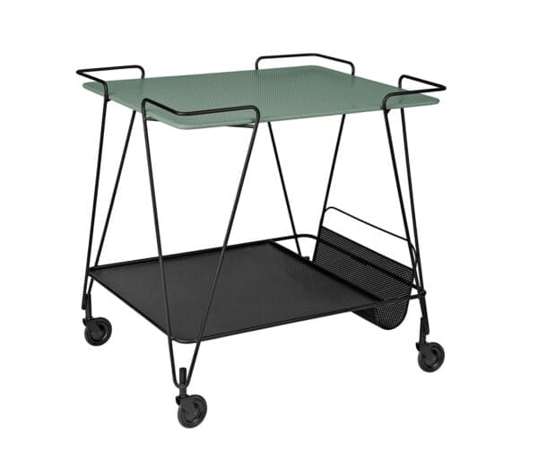Matégot Rectangular Trolley, Top Dusty Green - Image 2